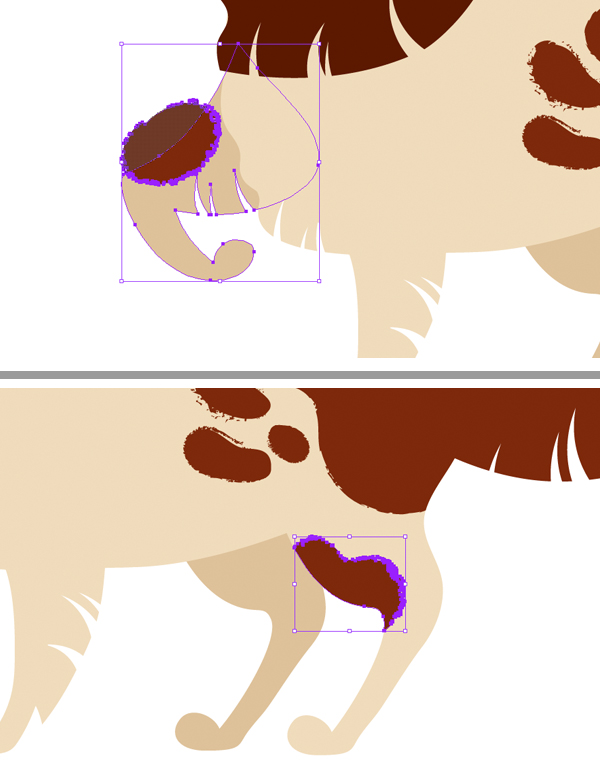 add more textured spots to the dog