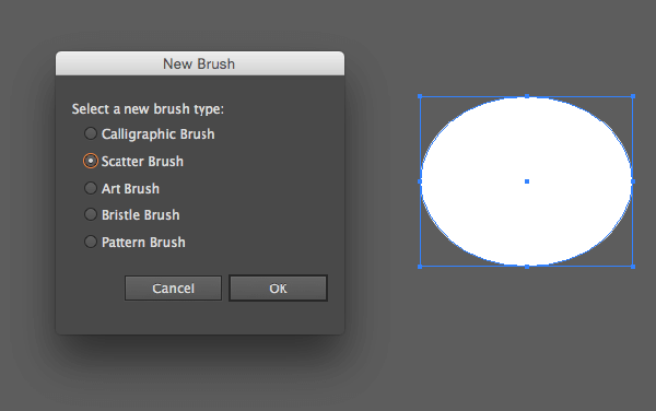 Create a Scatter Brush using a smaller oval shape