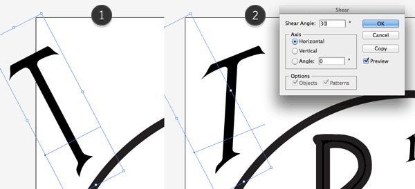 rotating and shearing letter T