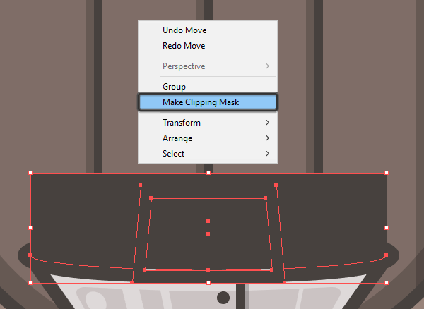 correcting the neck misalignment using a clipping mask