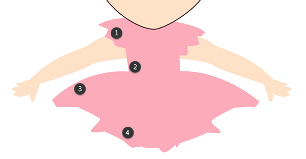 Arrange your dress components traced from the sketch