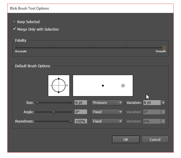 Blob Brush Tool settings