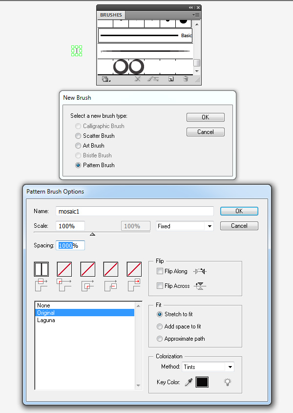 creating of a mosaic pattern brush