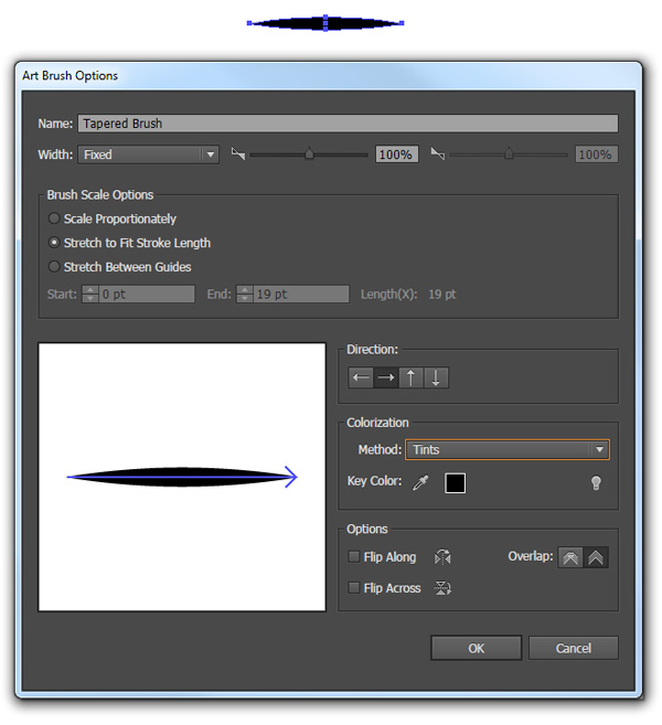 Create a tapered art brush