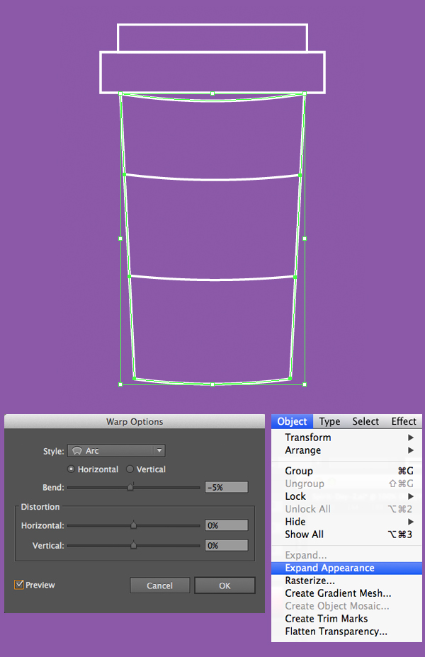 apply arc effect to the cup base