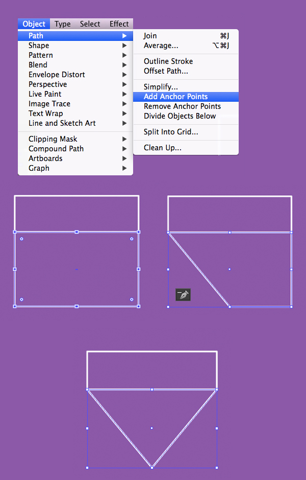 turn the lower rectangle into the triangle