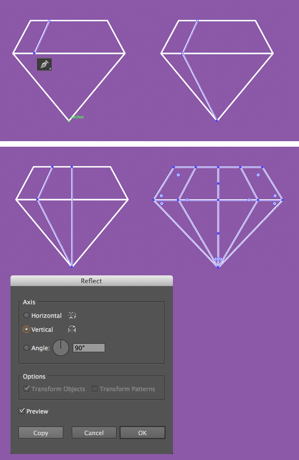 add lines with pen tool for the facets