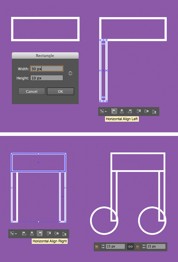 form the note from rectangles and ellipses