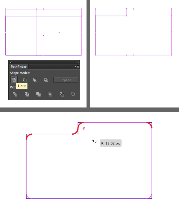 unite the shapes in pathfinder and make the corners rounded