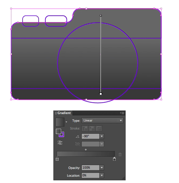 Fill the base of the camera with dark-grey linear gradient