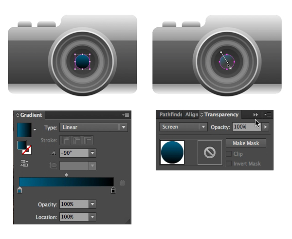 apply a gradient in screen blending mode for the overtone