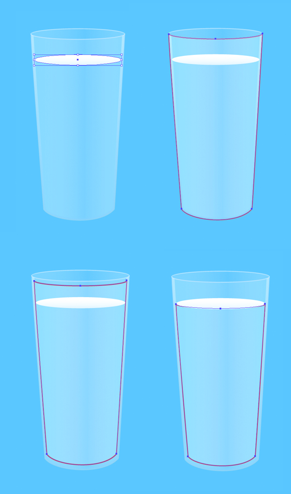 create the top of the milk surface from the ellipse