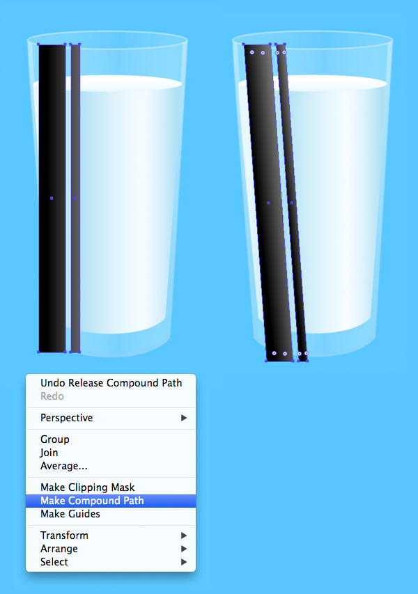 make a compound path of two narrow stripes