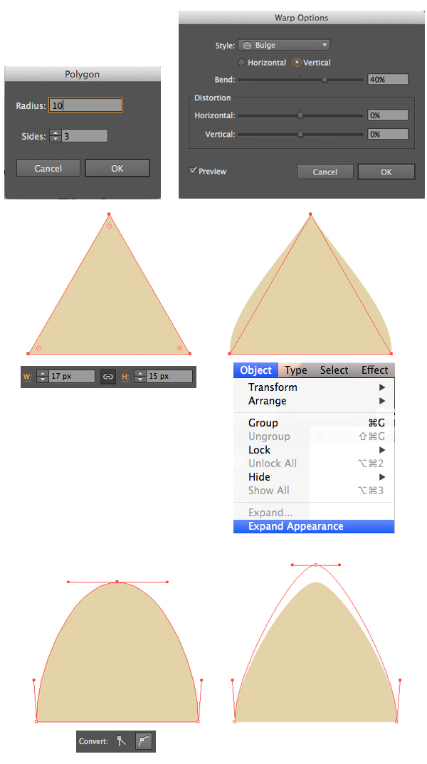 form the cats ear with polygon tool