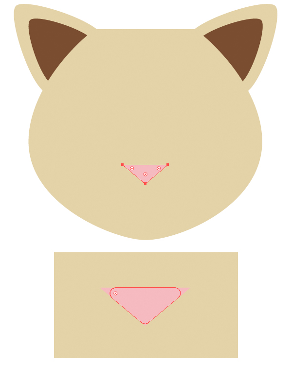 Make a small pink triangle nose with the Polygon Tool