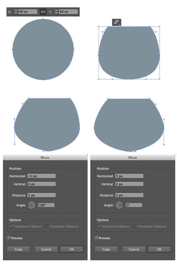 start forming a portrait from a 60x60 px circle