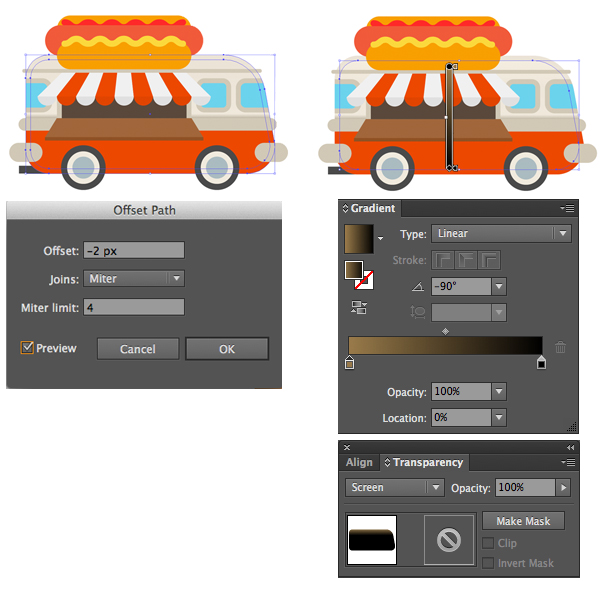 add a highlight to the van with offset path