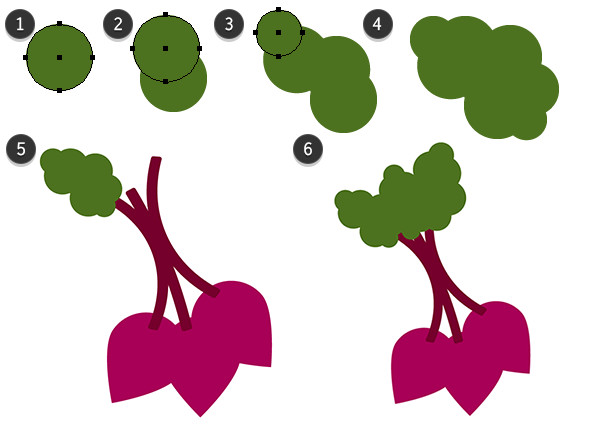 Draw fluffy leaves with circles