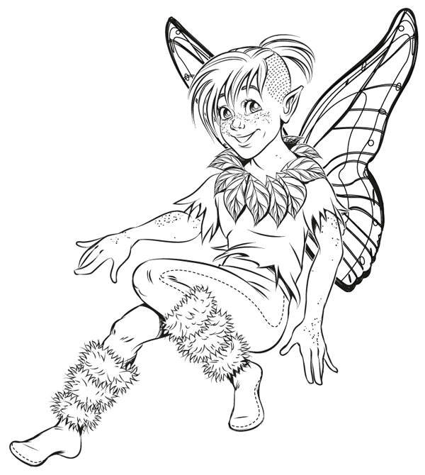 Final artwork a fairy character inked in Adobe Illustrator