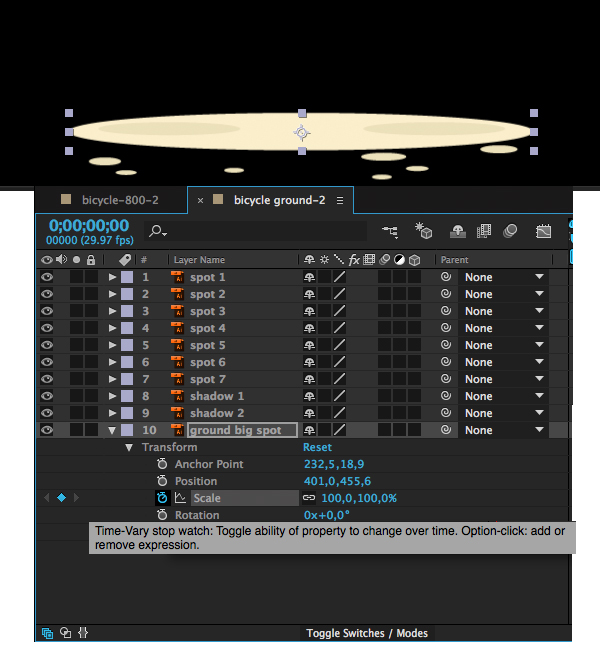 animate the scale of the big spot