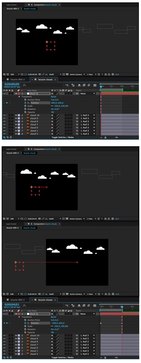 create a simple two-framed animation for the Null Object