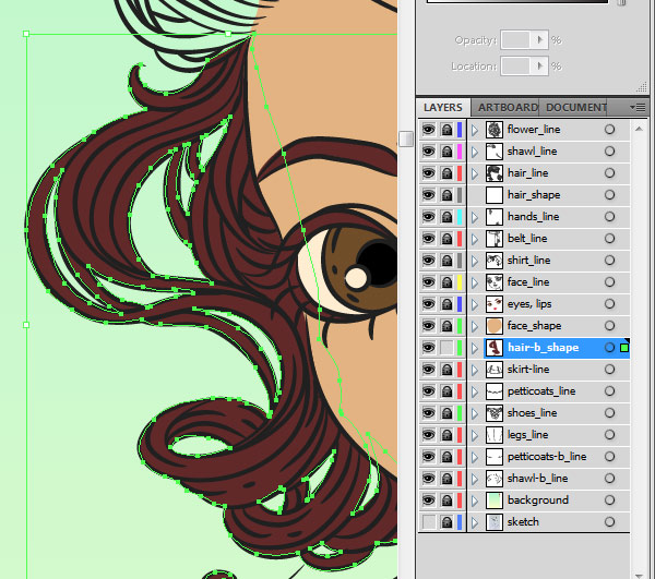 drawing hair main shapes