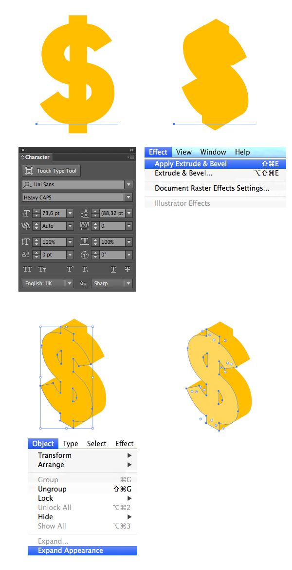 make a dollar symbol