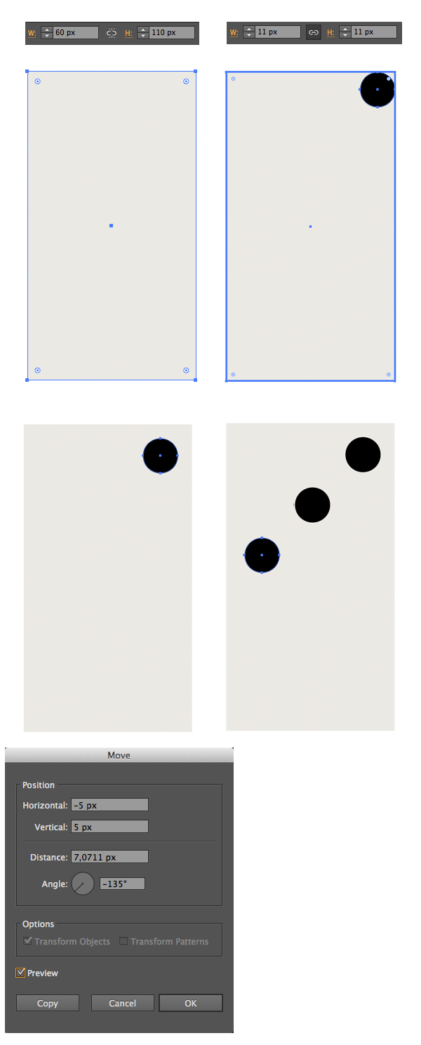 form a base of the domino bone from a tall rectangle