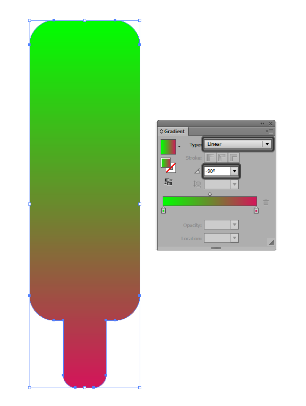 gradient settings for the first icon