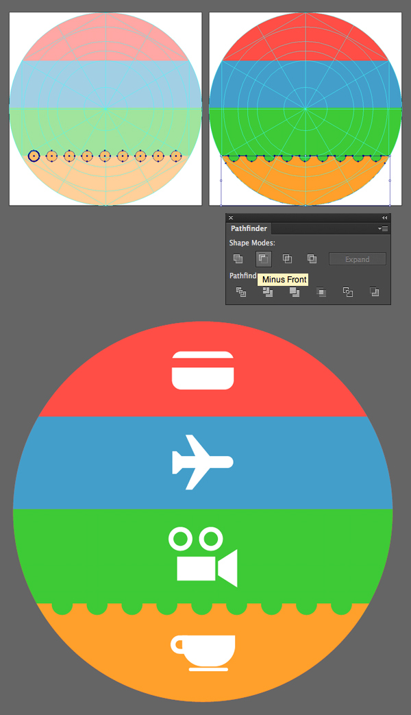 add perforation to the orange stripe and place the pictograms