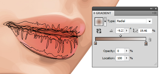 Add shadow to the lips