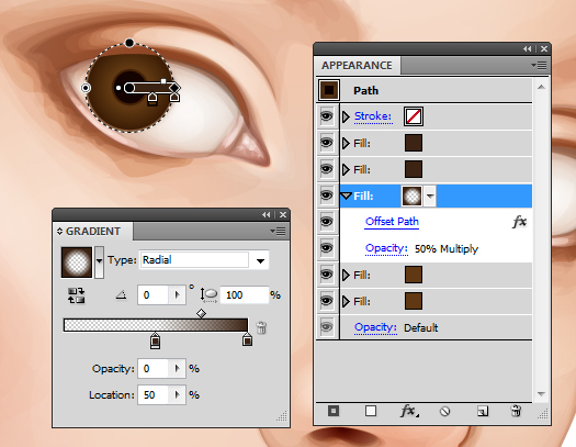 Use gradients for the eyes