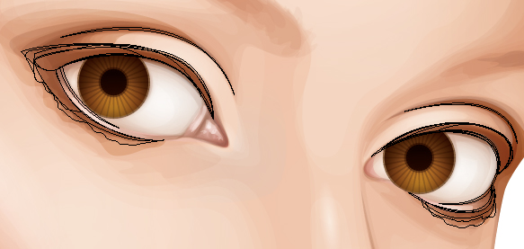 Add shading around the eyes