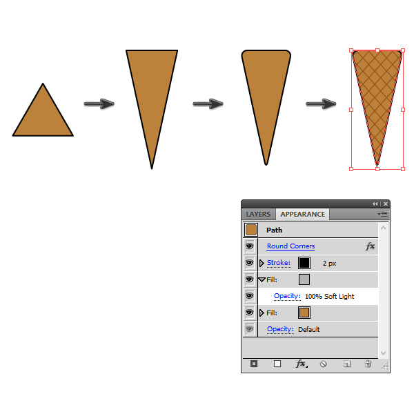 creating the cone of the ice cream