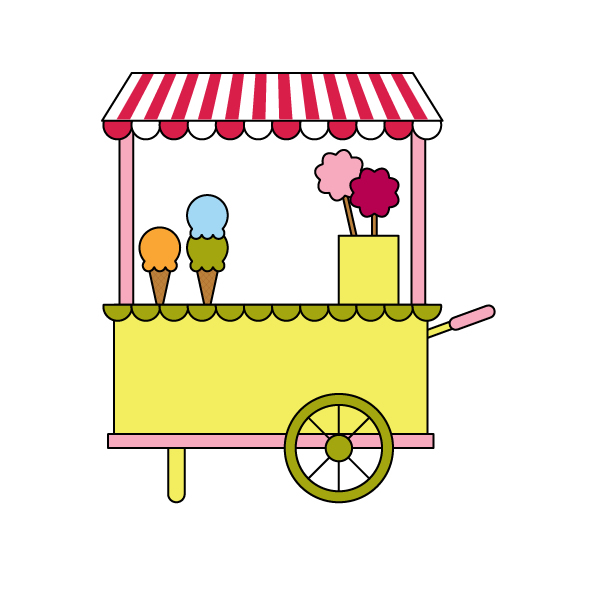 placing all the items on the candy cart