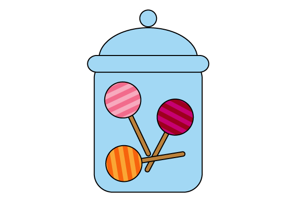 placing the lollipops in the jar