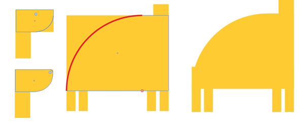 Use live corners to round out the rectangles