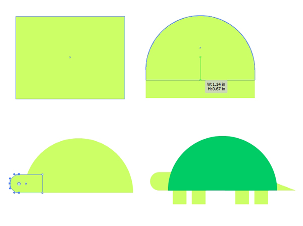 Create a turtle from basic shapes