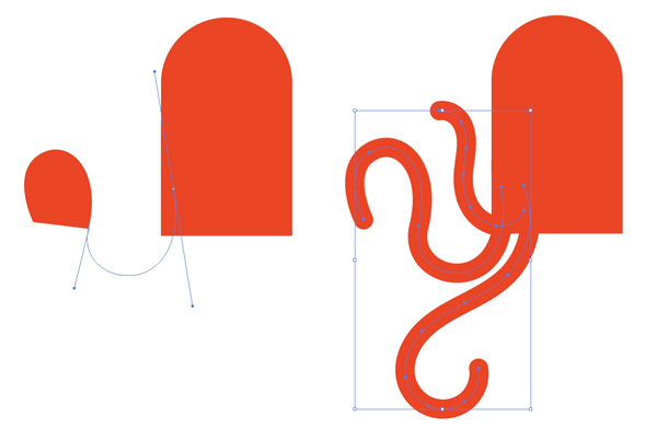 Draw tentacles with the pen tool