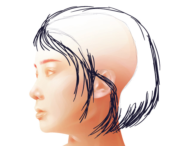 Creating a sketch of the hair