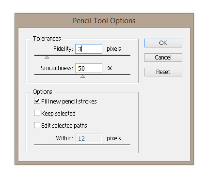 the Pencil Tool Options