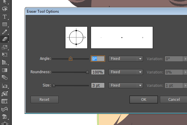 Eraser Tool Options