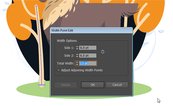 Width tool for tree trunks