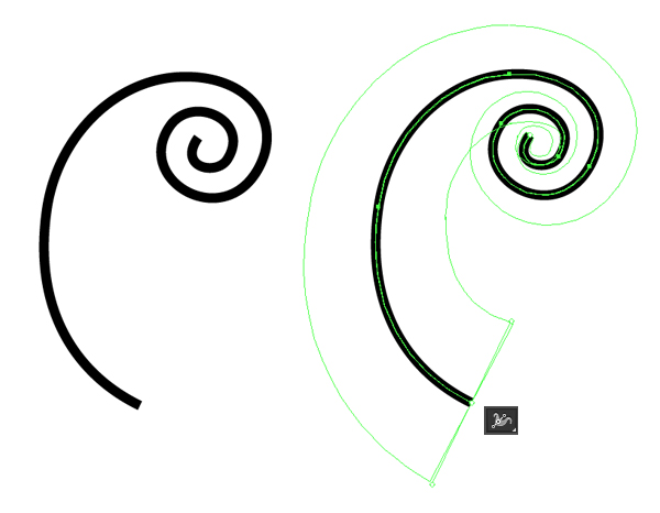 draw a curl with pencil tool and edit it with width tool