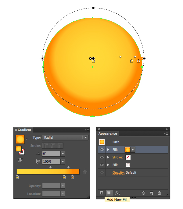 Add New Fill and apply a bright yellow gradient