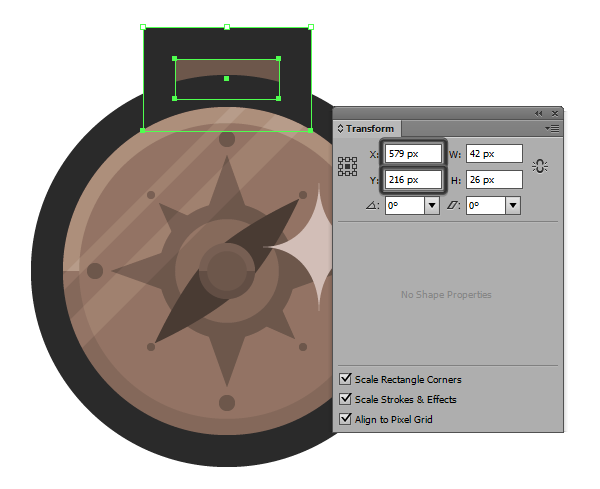 positioning the top section of the compass icon