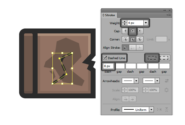 adjusting the trace stroke settings