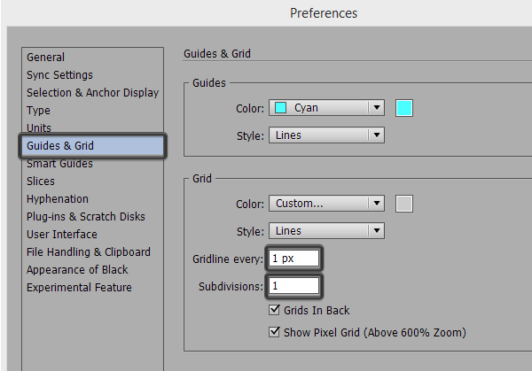 setting up a custom grid