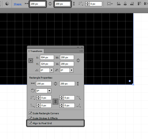 using the align to pixel grid function to fix problems