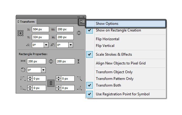 enabling the show options